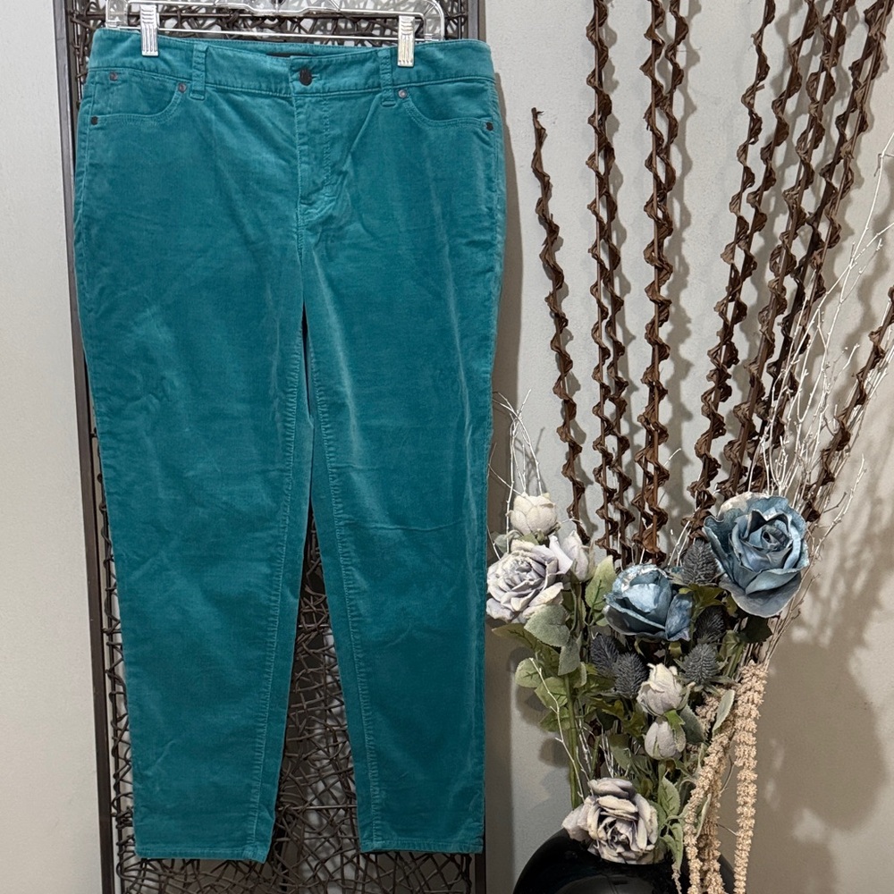 Talbots Turquoise Corduroy Ankle Pants 10P Boyfriend Fit - Picture 2 of 7